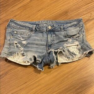 American Eagle Outfitters Blue Distressed Jean Shorts